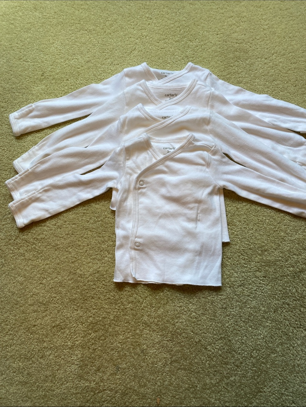 Carter's White Long Sleeve Wrap-Front Baby Tees - Set of 4
